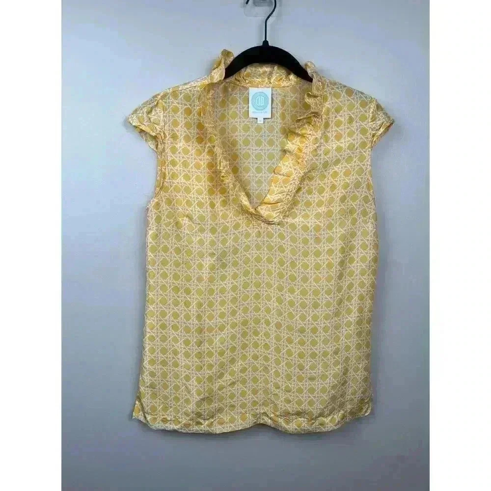 Devon Baer Golden Yellow Silk Blouse - size Small